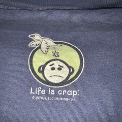 Vintage Y2K Life Is Crap Parody Joke Humor Shirt Size XL Blue