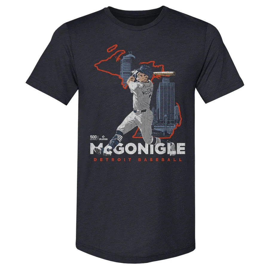 Kevin McGonigle Detroit Skyline Map Baseball Graphic Tee Shirt