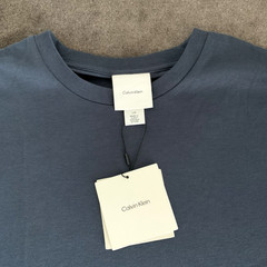 Calvin Klein Mens L Short-Sleeve Supima Cotton Soft Interlock T-Shirt Ink Blue