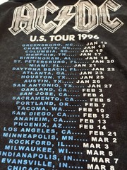 AC/DC Rock Band 1996 U.S. Tour Black/Wash Men’s T-shirt Size XLarge New