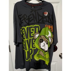 Rebellious Culture Men’s T-Shirt Sz 3X Never Give Up Legend Neon Green Bear NWT