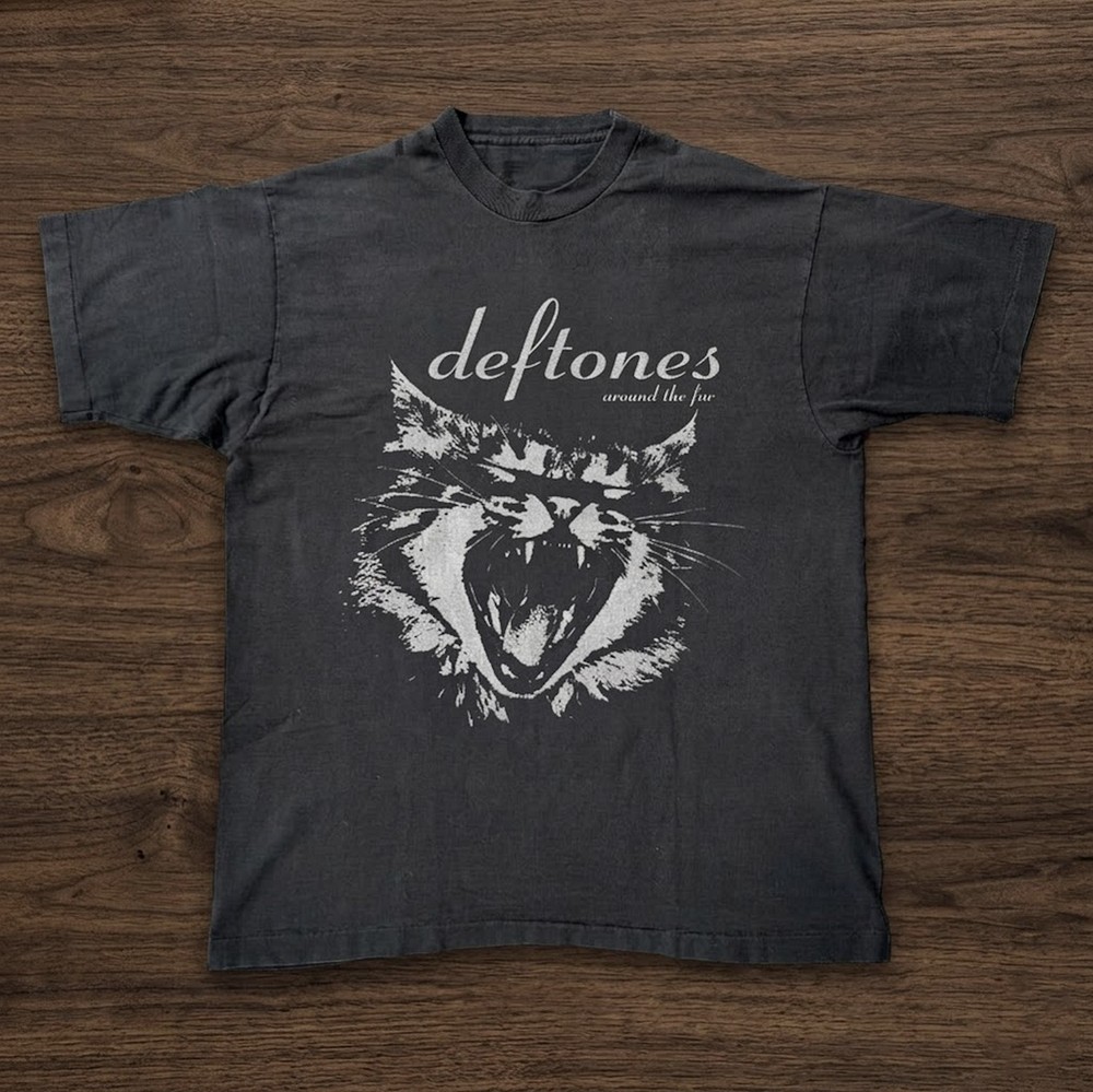 Hot Deftones Around The Fur Cat Graphic Tee, Unisex Black T-shirt Size S To 5XL