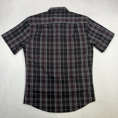 Social Coast Men’s Short Sleeve Button-Down Shirt Size S Black Red White Plaid