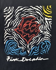 Pink Dolphin Shirt Large L Black Streetwear Graphic Wave Zebra Tee Short Sleeve