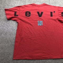 Vintage Levi’s Shirt Mens Large Red 501 Back Strauss Spell Out Graphic