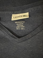 Lacoste Blue V-Neck Lightweight Pima Cotton Jersey Crocodile Logo Men’s L
