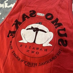 Vtg 90s Crazy Shirts Honolulu Sumo Sake Tank Top Red Single Stitch Design 143 XS