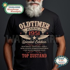 75th Birthday Personalized Vintage Car T-Shirt – Year of Manufacture