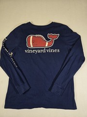 Vineyard Vines Football Whale Men’s Long-Sleeve Pocket T-Shirt Large Blue