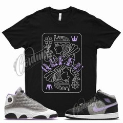 QUEEN T Shirt for J1 1 Mid SE GS Houndstooth Lilac Silver Plaid Violet 13