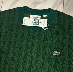 Lacoste Men’s Patterned T-Shirt Dark Green Black New