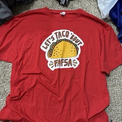 Red Funny Taco Graphic Print Short Sleeve Crew Neck Knit T-Shirt Unisex XL