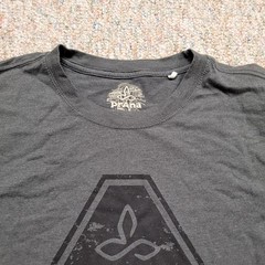 PrAna Shirt Mens XL Grey Pullover Cotton Graphic Logo Casual Outdoors