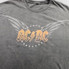 AC/DC Shirt Mens XL Charcoal Gray Winged Logo Stars Rock Band T-Shirt Tee