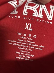 YRN Yung Rich Nation YR Logo Size Extra Large XL T-shirt Red W/Gold Foil Black