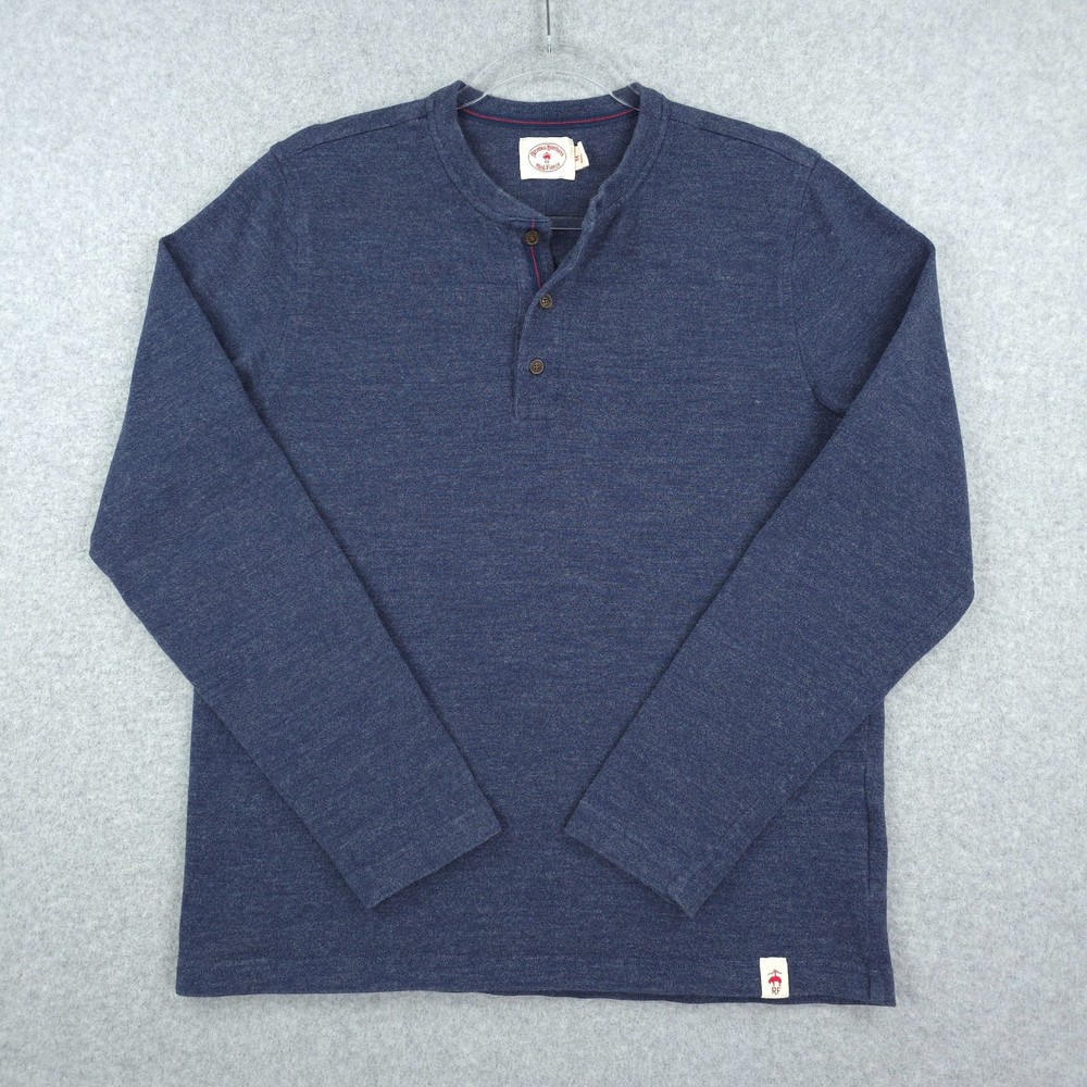 Brooks Brothers Henley Shirt Mens Medium Blue Long Sleeve Thick Layering Knit