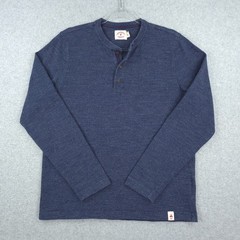 Brooks Brothers Henley Shirt Mens Medium Blue Long Sleeve Thick Layering Knit