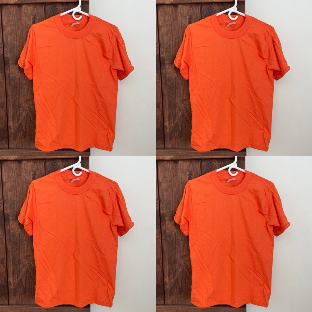 LOT OF 4 VTG 90s United Sports Activewear Tshirt Small 34-36 Orange USA Blank