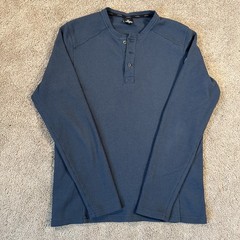 KUHL Konflikt Henley Shirt Mens Small Long Sleeve Blue Waffle Pullover