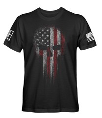 USA American Military Skull Flag Patriotic T-Shirt