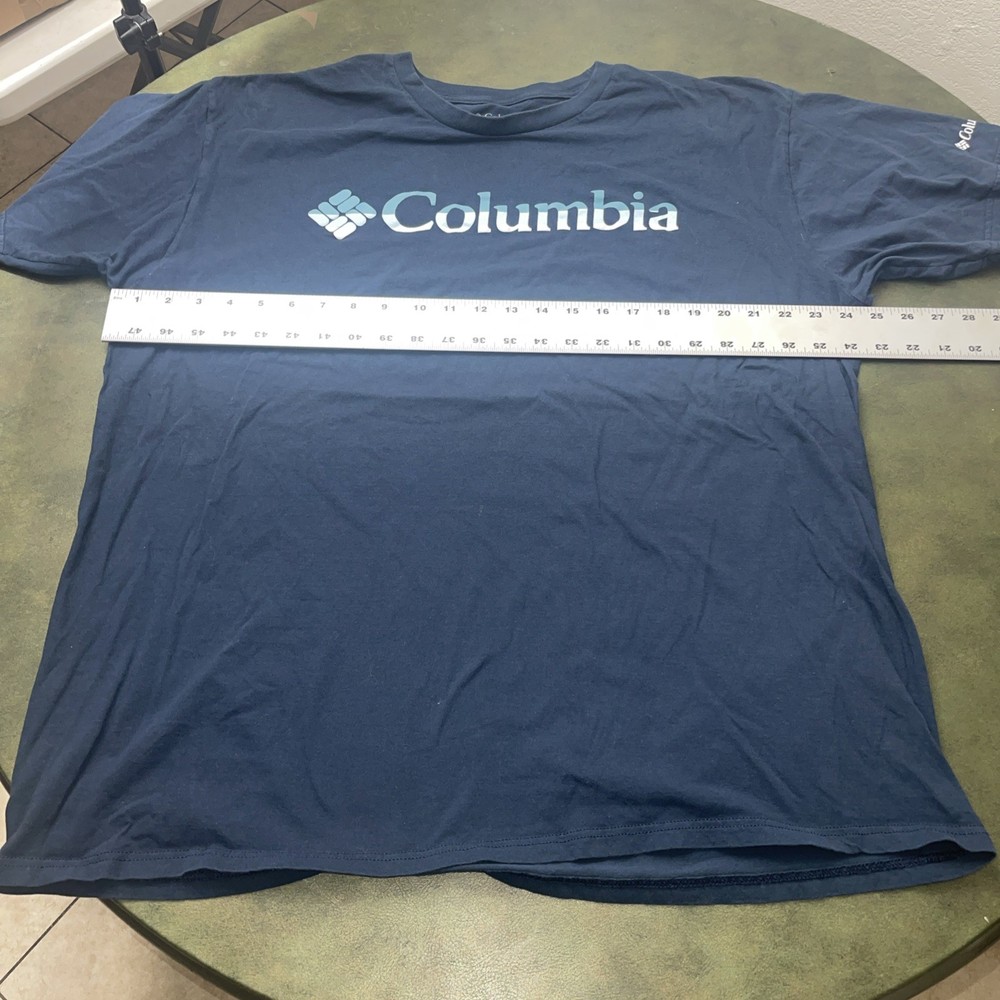 columbia t shirt men size XXL Navy Blue, Big Logo At Front