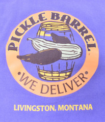 Pickle Barrel T-shirt Livingston Mont. Mens XL Shirt 48″ Chest Stain Pin Hole