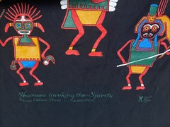 Vintage 90s Peru Shaman Shirt Size Large Indigenous Tribe Cultural Tee Black