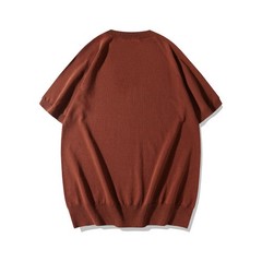 Knitted Henry Collar T-Shirt Men Summer Fashionable Short-Sleeved Top