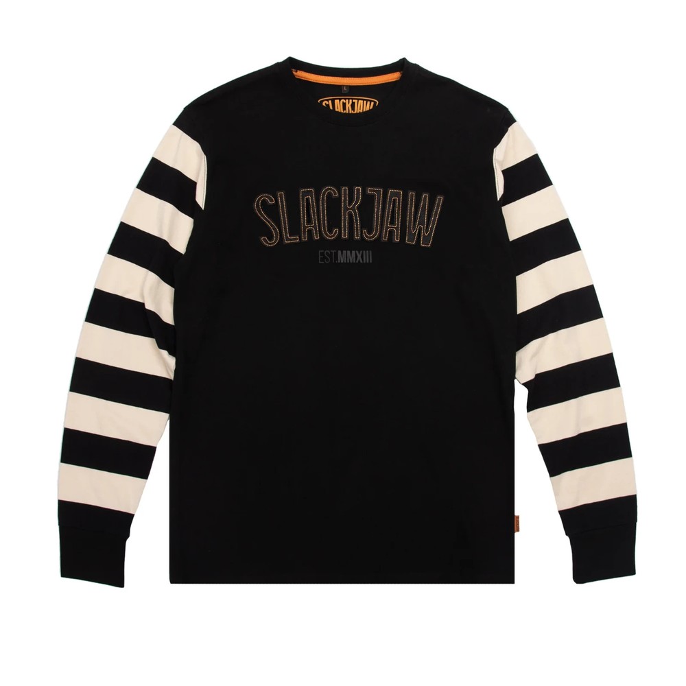 SLACKJAW Breakout ICON Applique LS Tee – Black/Bone Heavy-Weight Streetwear