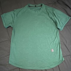 Men’s Green Knit Crew Neck Cotton Spandex Polyester T-Shirt Short Sleeve Regular