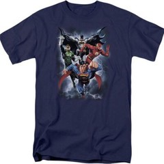 DC Comics Justice League Batman Green Lantern Flash Superman Navy T-Shirt