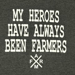 MY HEROES HAVE ALWAYS BEEN FARMERS T-Shirt Size Medium USA STRONG Gray V Neck