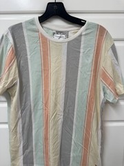 Denim Flower Ricky Singh Mens Shirt Medium Multicolor Stripe Peace Tshirt EUC A6