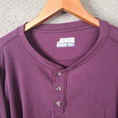 Magellan Shirt Mens XL Maroon Henley Semi Fitted Long Sleeve Waffle Knit Thermal