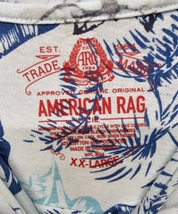 AMERICAN RAG XXL LIGHT BLUE TROPICAL FLORAL LEAF INSIDE OUT RAW EDGE SHIRT TEE