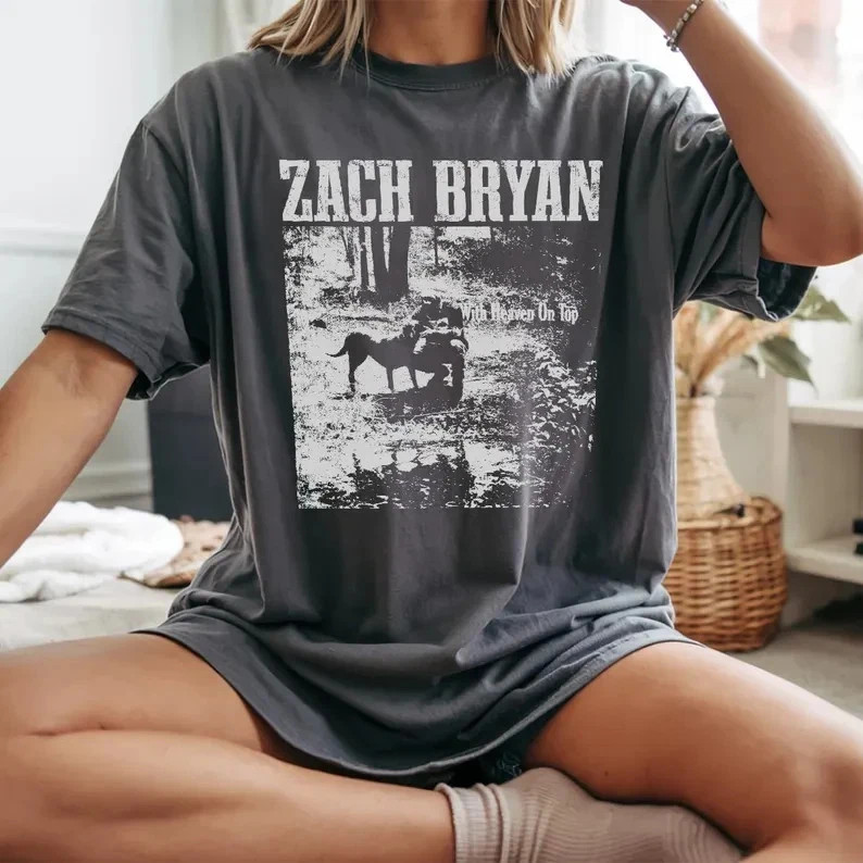 Zach Bryan With Heaven On Top tour 2026 charcoal color T-Shirt