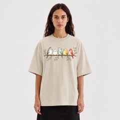 Watercolor Birds Branch T-Shirt Cute Bird Family Spring Tee