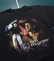 Vintage Tim McGraw T Shirt Mens Medium Black 90s Country Music Made in USA Tee