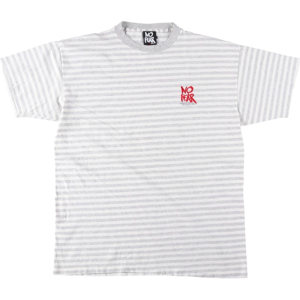 Used 90’S NO FEAR striped pattern logo t-shirt made in USA men’s size XL equ…