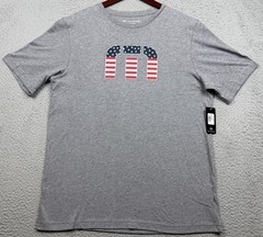 Travis Mathew Graphic T Shirt Mens Large Gray Star Stripes Pima Cotton Logo Flag