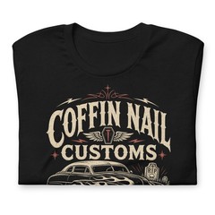 Coffin Nail Customs Shirt Psychobilly Hot Rod Gearhead Kustom Kulture Tee XS-5XL