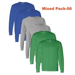 Long Sleeve T-Shirt Gildan – 100% Heavy Cotton Multicolor Tee Bulk 6 Pack Shirts