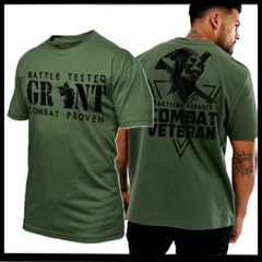 Infantry Grim Reaper T-Shirt Army USA Flag Combat Grunt War Veteran Tee S-2X