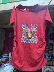HIGHLAND COW 🐄JUST LITTLE MOODY 🐄 GRAPHIC DESIGN SM Red Maternity Shirt!