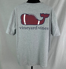 Vineyard Vines Mens Football Whale Pocket T Shirt XL Short Sleeve Heather Gray