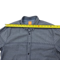 Hugo Boss Men’s Blue Textured Slim Fit L Long Sleeve Button-Up Shirt