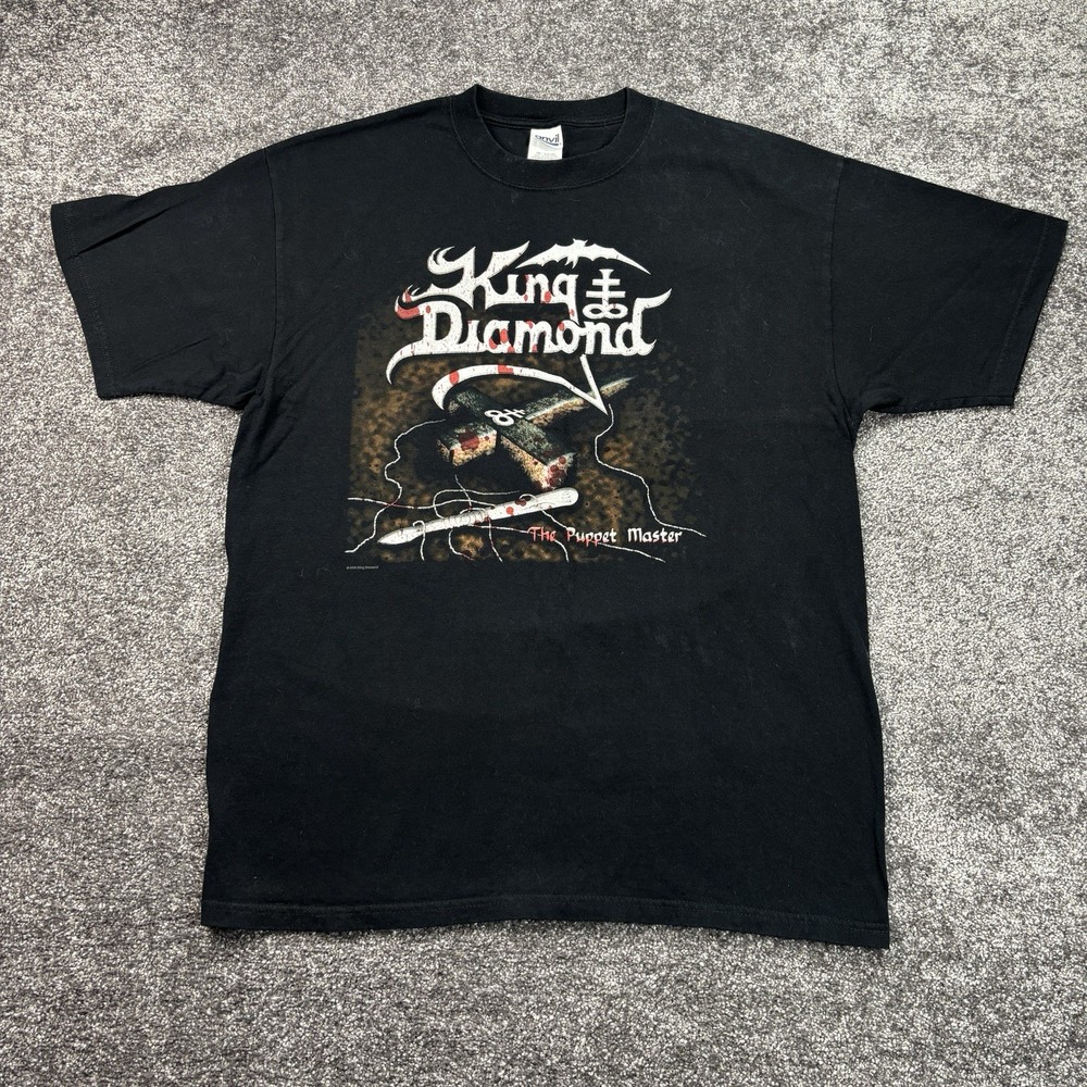 Vintage King Diamond Puppet Master Band T-Shirt Size XL World Tour Heavy Metal