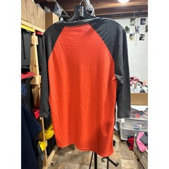 Oakley Mens Graphic Baseball Tee Orange Grey 3/4 Sleeve Raglan Shirt Medium