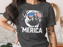 Patriotic Pug Shirt 4th of July Dog Lover Graphic Tee