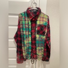 Valabasas v bleached patchwork men flannel shirt Sz L